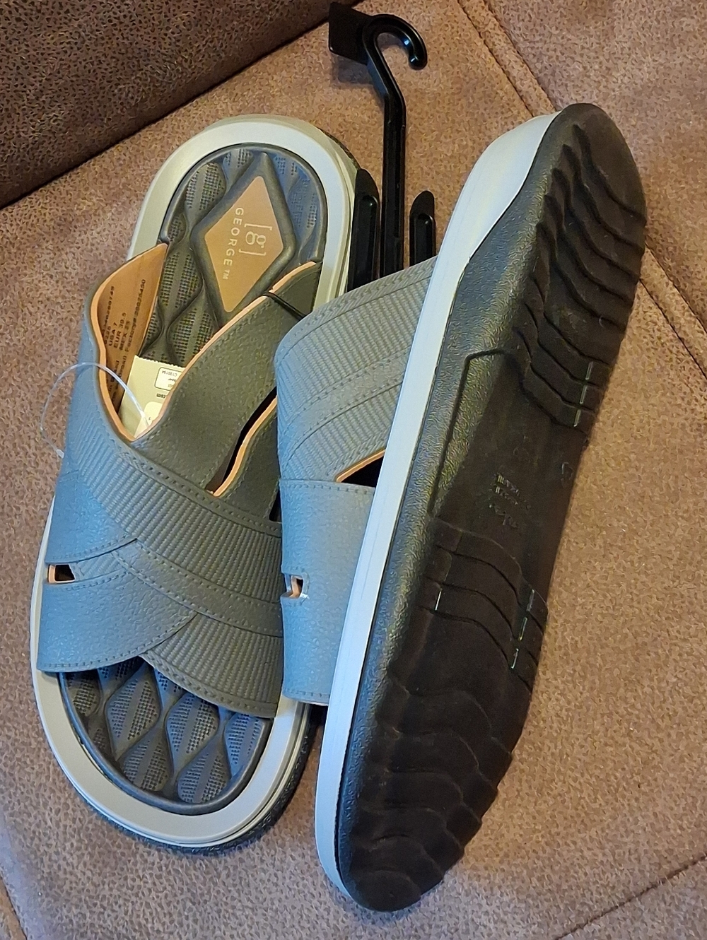 George Men's Slip-On Crisscross Sandals in Gray Size 7